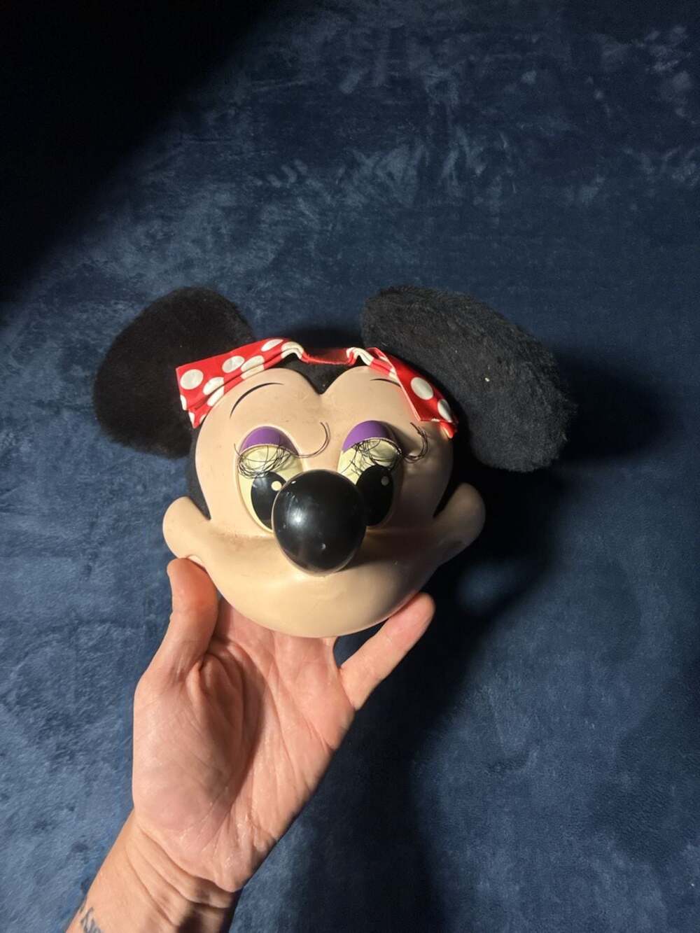 Vintage 1990s Disney Minnie Mouse 3D Molded Plastic Face Snapback Hat